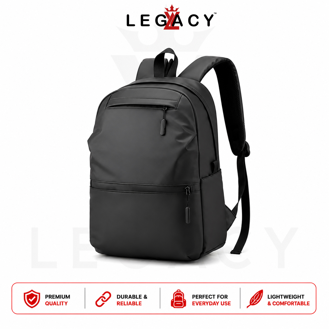 Awaiting product image LEGACY Water Resistant Backpack 22L – Soft Polyester 16.5″ Laptop Bag