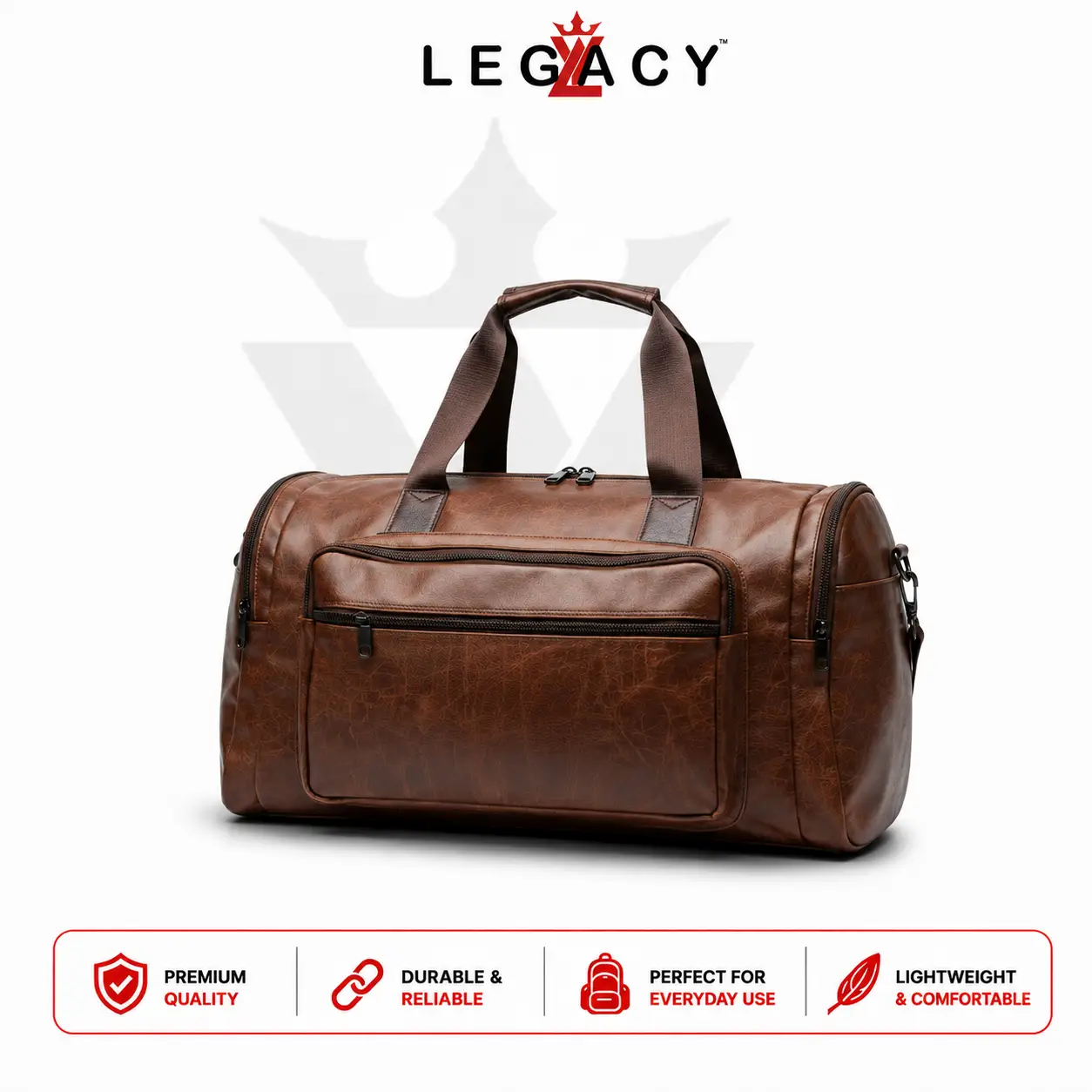 PU Leather Duffel Travel Bag